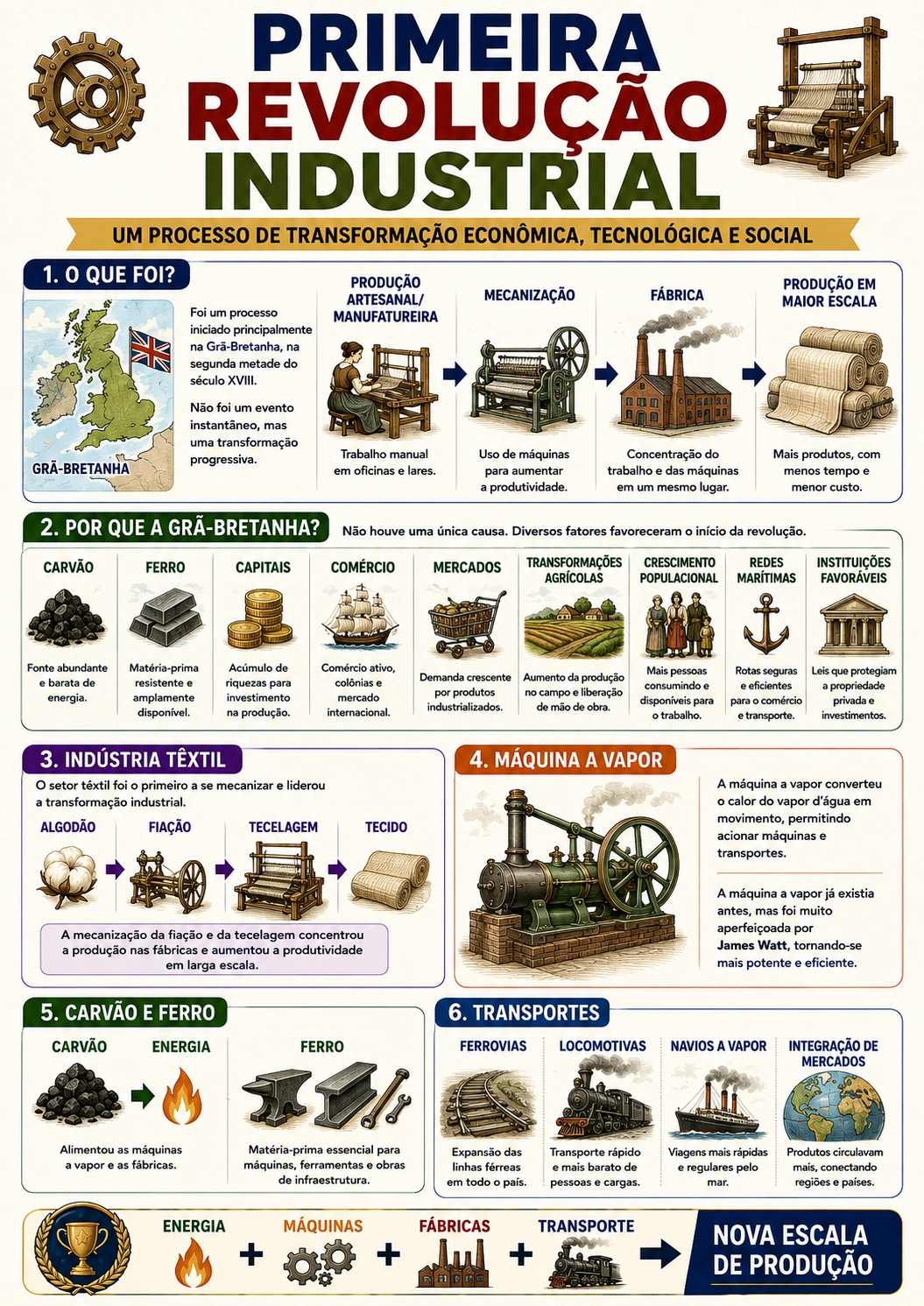 Página visual de História: Primeira Revolução Industrial